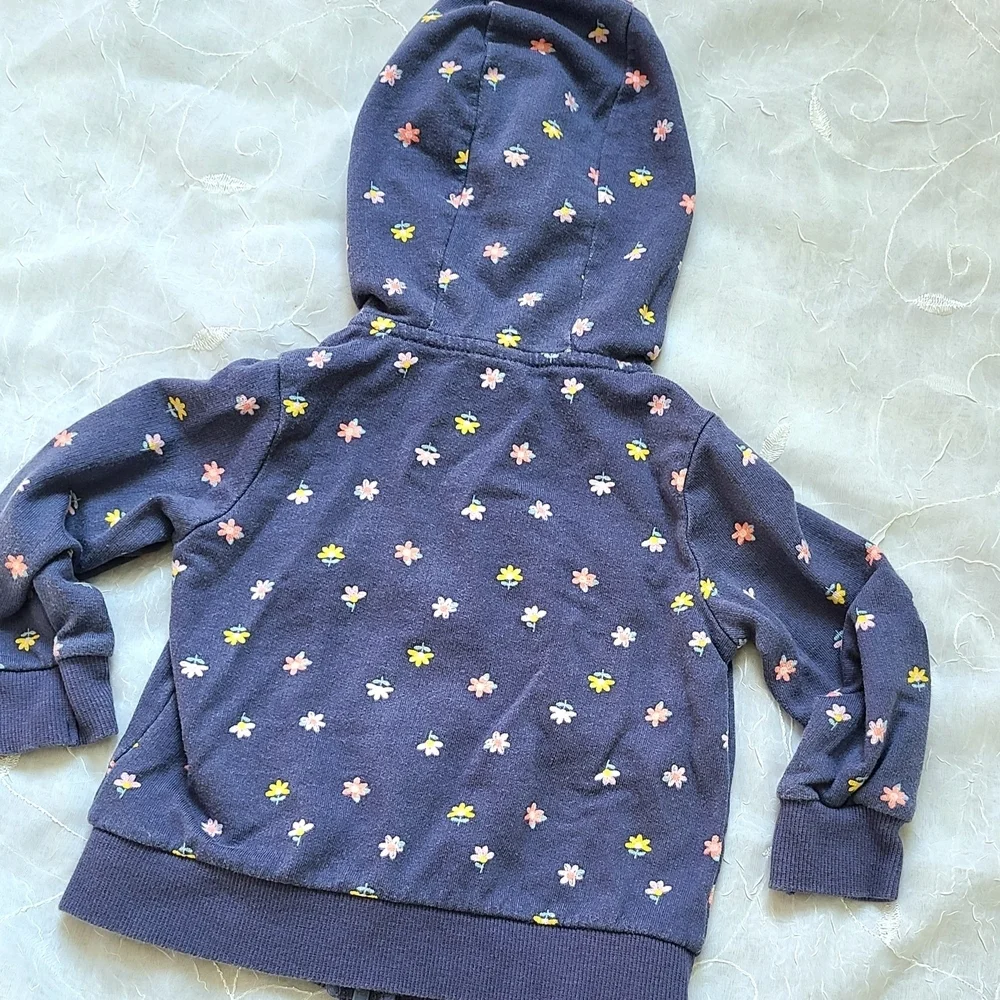 Carter's Blue Floral Hoodie Sweatshirt - Lightweight